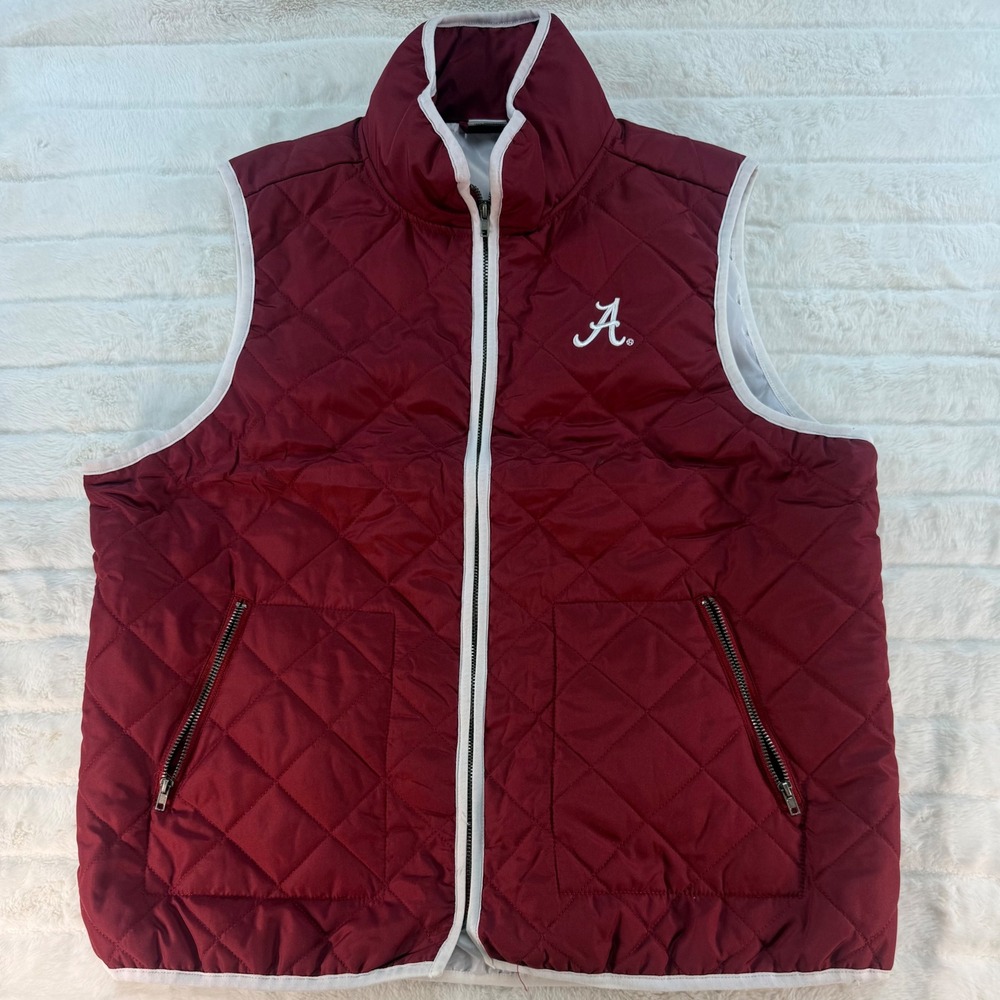 Alabama Crimson Tide Quilted Vest Women Large Crimson Red Full Zip Puffer